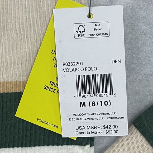 Volcom Girls Volarco 100% Cotton Stripe Polo Top Size 8/10 Medium NWT - Picture 7 of 12